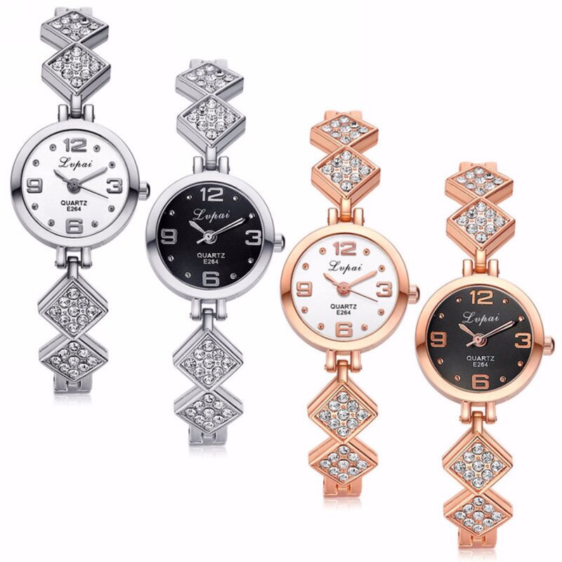 Reloj de pulsera de cuarzo con diamantes de imitación de acero inoxidable para mujer