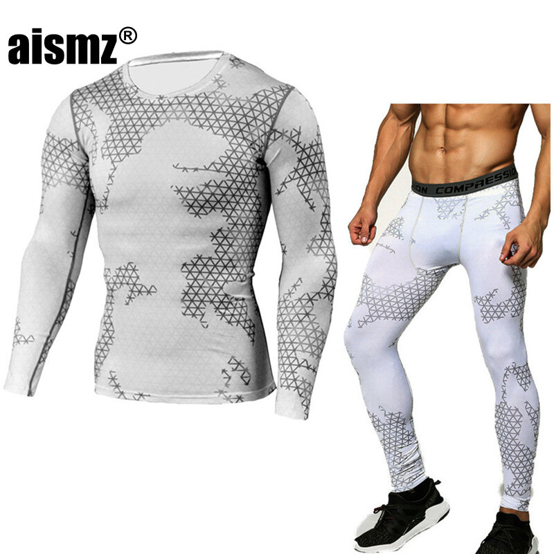 Aismz-Conjunto de ropa interior térmica para hombre, Calzoncillos largos térmicos de compresión, pantalones de secado rápido, mallas con bolsa, invierno, novedad