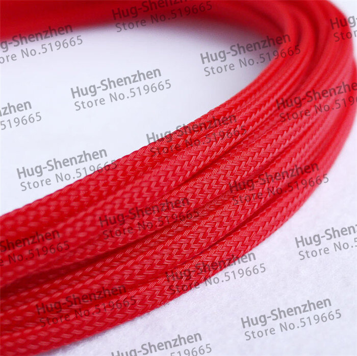 Free Shipping Brand New High Density 10M/Lot 4mm Round Red PET Expandable Braided Sleeving for 18AWG Wire Protection