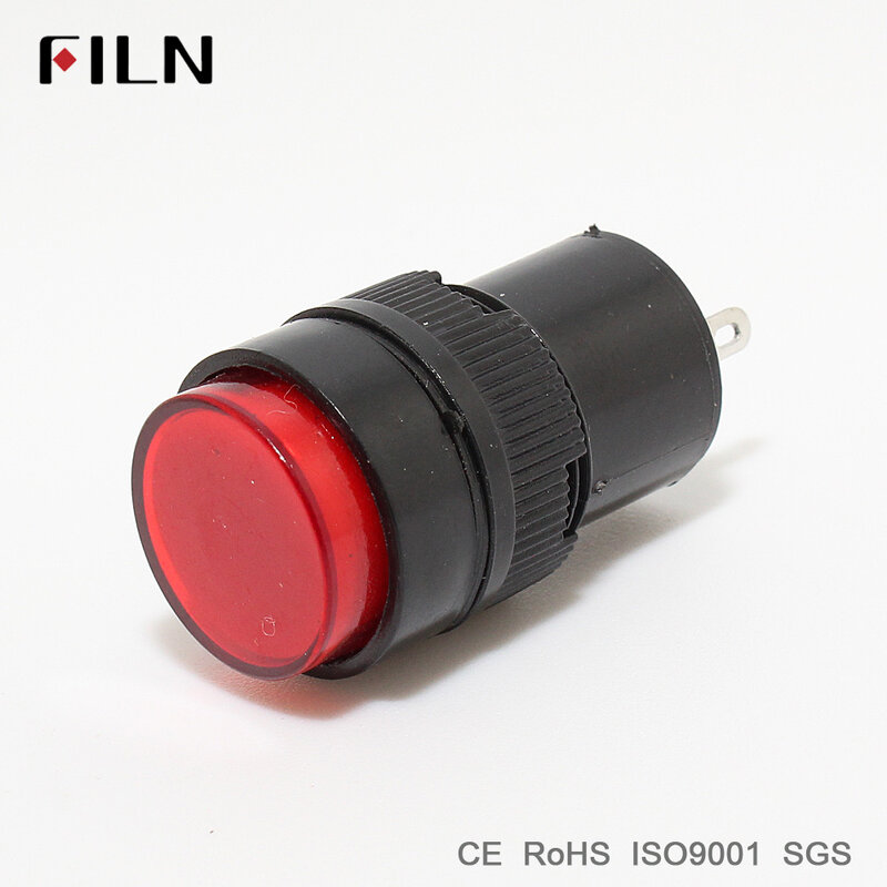 FILN 12v indicator light 16mm plastic signal lamp red yellow blue green white 12v 24v 110v led