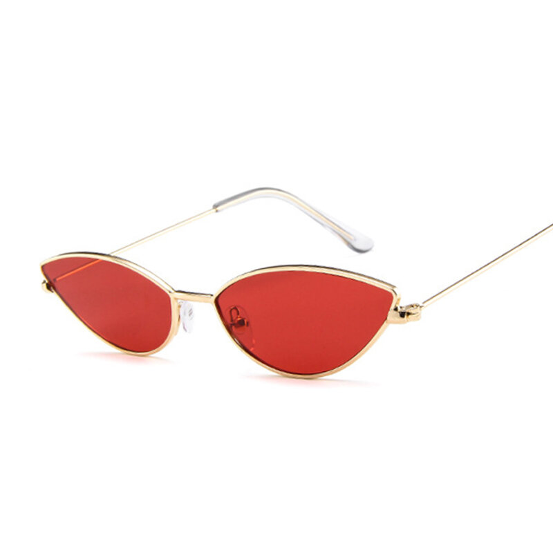 Gafas de sol clásicas de aleación de ojo de gato para mujer, gafas de sol de marco pequeño de diseñador de marca, gafas de sol femeninas de Metal Vintage