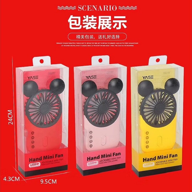2019 neueste Kreative Mini Cartoon Mickey Fan Handheld 3 Farben USB Elektrische Mini Hand Tragbare Fan Mit Freies Finger Ring geschenk