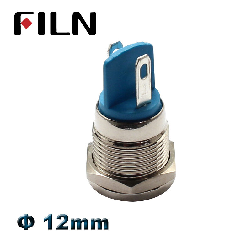 FILN-luz indicadora Led de metal para coche, lámpara piloto de señal roja, verde, azul, blanca y ámbar, 12mm, 12V