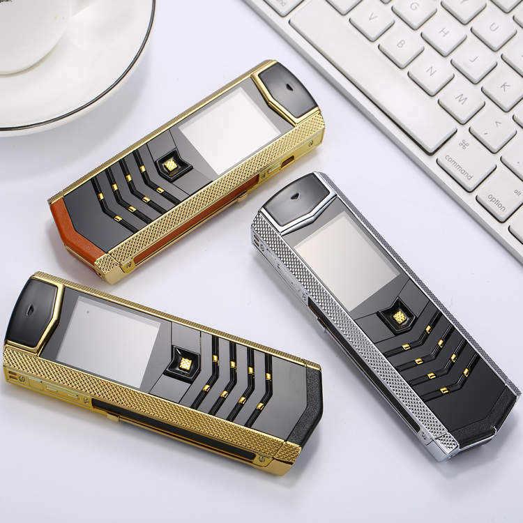 Luksusowa metalowa + skórzana obudowa oryginalna porcelanowa 1.8 "ekran GSM Dual Sim dual standby telefon komórkowy z bluetoothem