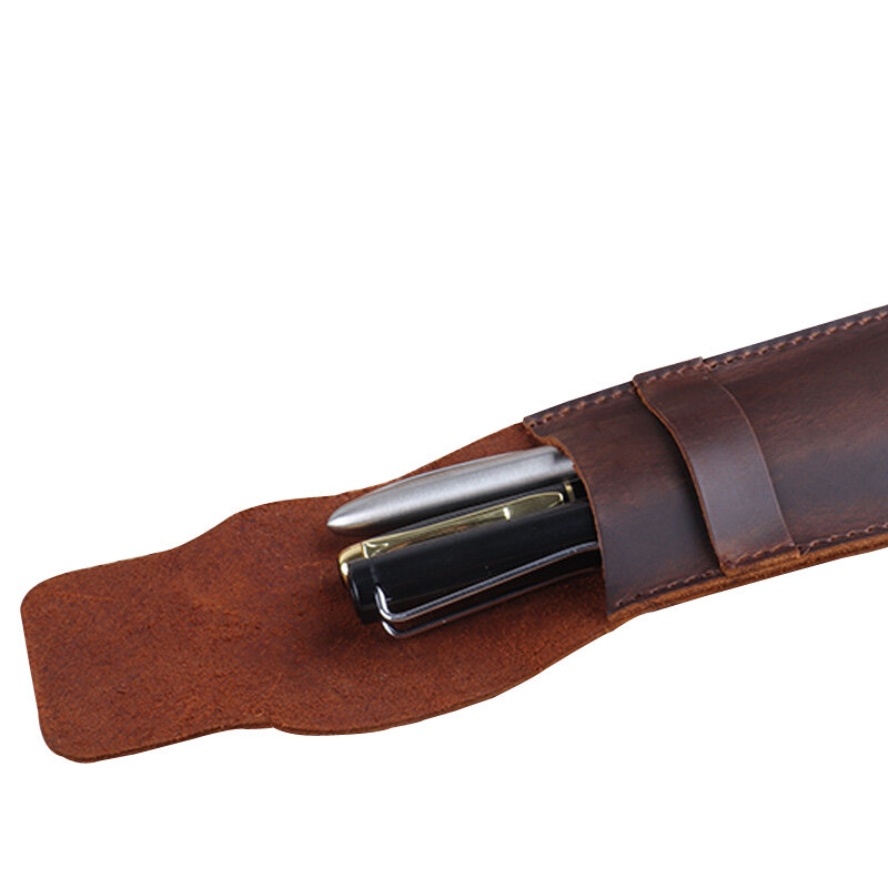 Ręcznie robiony pokrowiec na długopis ze skóry wołowej prawdziwej skóry Retro ołówki w stylu Vintage ołówek schowek na okulary torba na czasopisma materiały podróżne