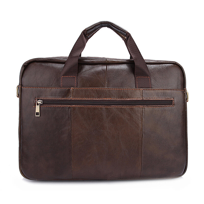 الرجال حقيبة جلد طبيعي حقيبة كتف مفردة عادية السفر حقيبة لابتوب رجال الأعمال حقيبة اليد مستحضرات التجميل القهوة براون
