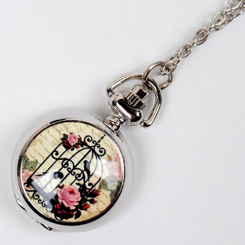 6020   New Fashion Lucky Magpie Ceramic Quartz  Pocket Watch Exquisite Color Glazed Cover Design Necklace Hot Gift  Fob Watch