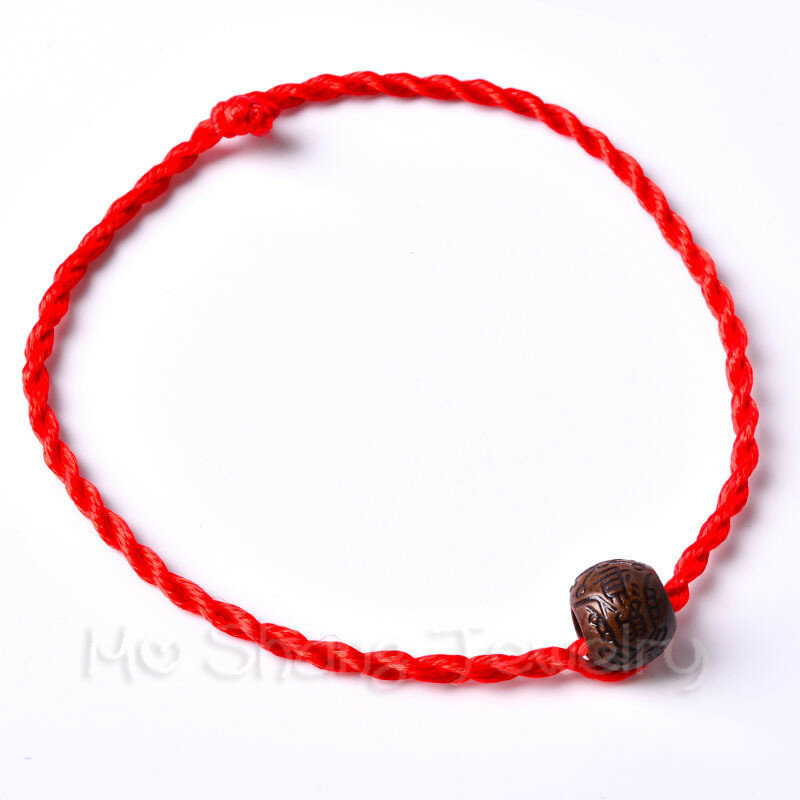 Mode Pfirsich Holz Rot Seil Kette Handmade 12 Stile Roten Seil Glück Armbänder Für Frauen Männer Geschenk Für Liebhaber Paar geschenk