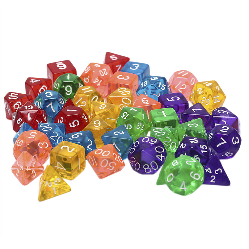 Dés de jeu créatifs multicolores D & D, mélange de 7 pièces/ensemble dés colorés