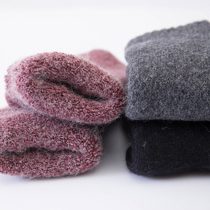 3PAIR Sock Super Winter Thick 30% Wool Socks Women Warm Towel Velvet Thickened Pure Socks 35-39 72g