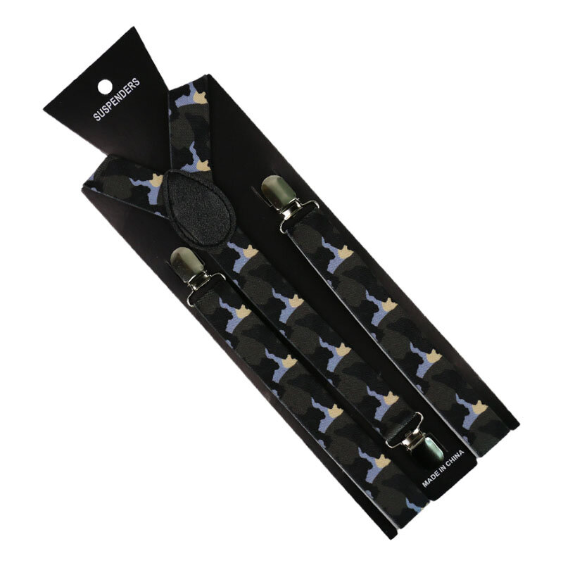 Baru Fashion 2.5 Cm Lebar Militer Vintage Unisex Clip-On Kamuflase Suspender Elastis Kawat Gigi Outdoor Suspender