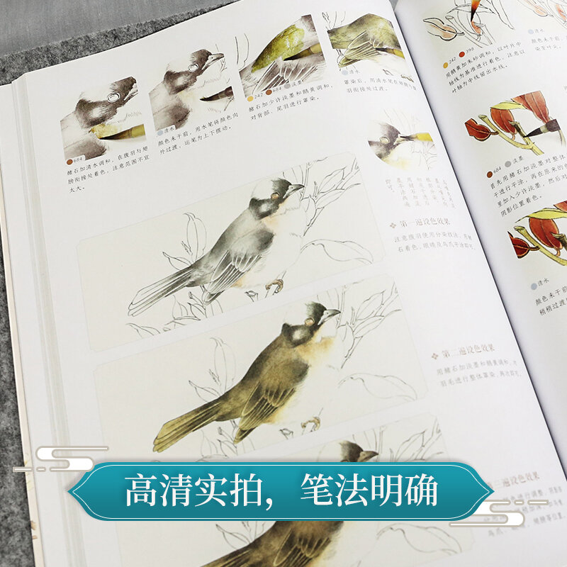 Newest 2pcs/set Meticulous flowers and birds from entry to master Beginner Chinese painting basics book