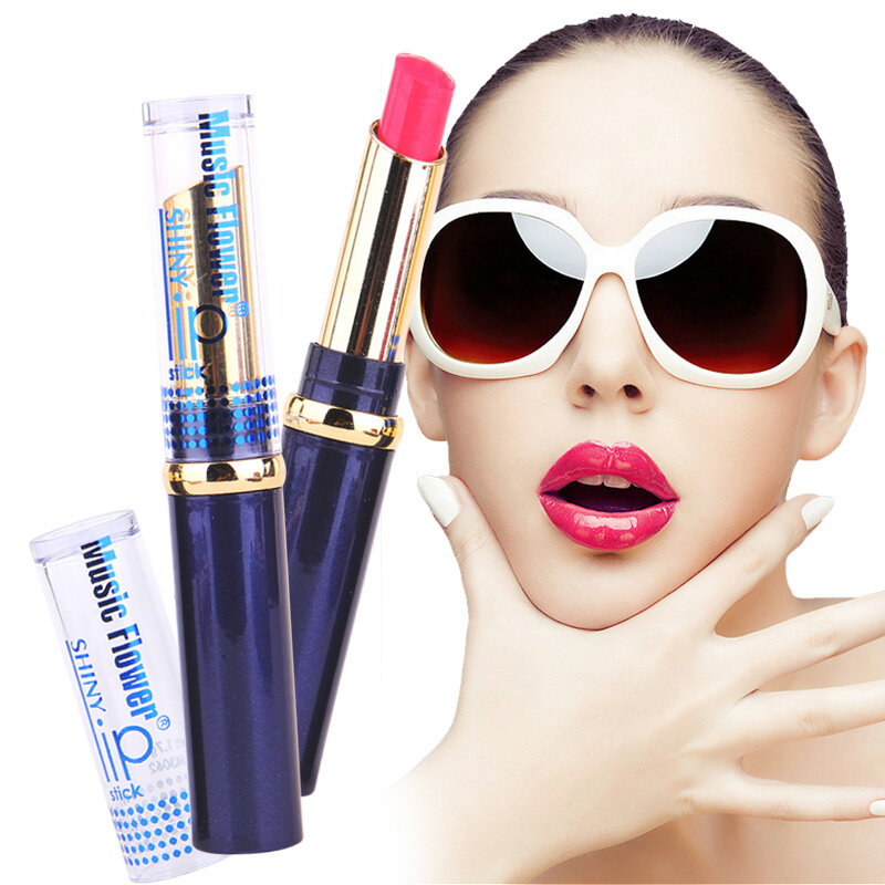 Profesional fashion Brand musik bunga mengkilap lipstik 12 warna 1.7g Lip Balm Lip tongkat