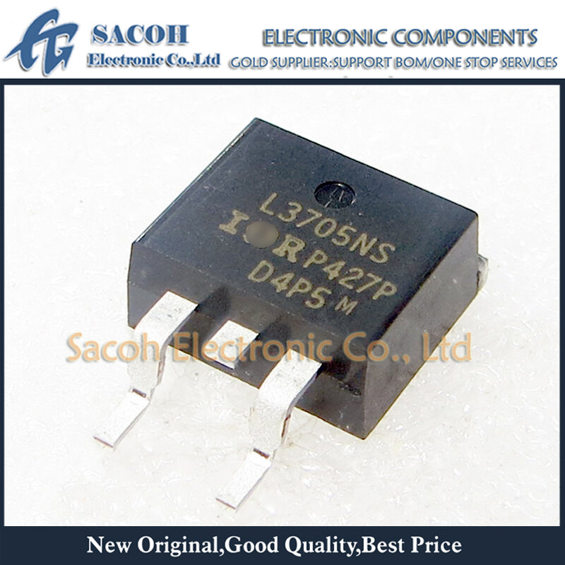 MOSFET original do poder, IRL3705NSPBF, IRL3705NS, L3705ZS, IRL3705S, TO-263, 75A, 55V, 10 PCes