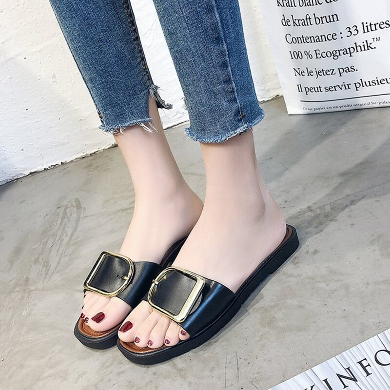Ho Heave zapatillas planas de Mujer Sandalias casuales de moda de mujer Sandalias clásicas deslizantes de verano plano con zapatos de tamaño más pequeño