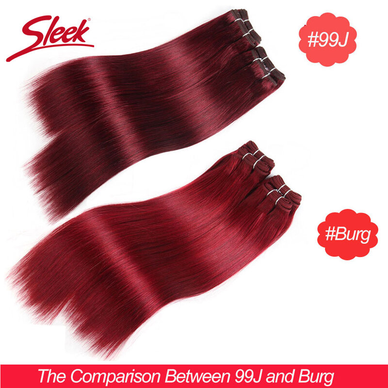 Rambut Lurus Brasil Ramping Warna Coklat 4 dan Merah 99J Tenun Alami Rambut Manusia Remy 4 Bundel Menangani 190 Gram Per Lot