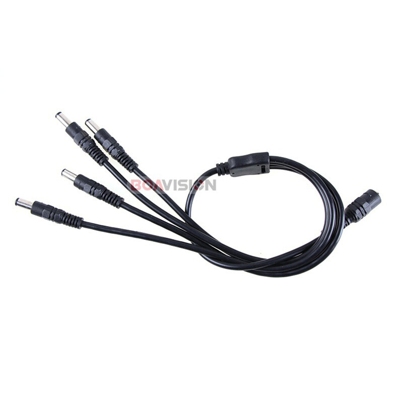 Cable divisor 4 en 1 de alimentación de 5,5x2,1mm, Cable adaptador para cámara CCTV DVR, alimentación de 1 a 4 CC, divisor de 4 puertos