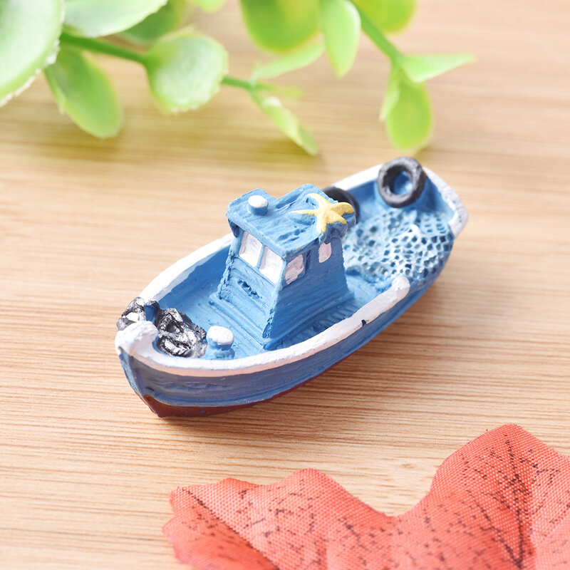 Shngki barco miniatura para decoração e jardim, mini artesanato miniatura com envio para iate barco de pesca, jardim das fadas e micro paisagismo, acessórios de decoração