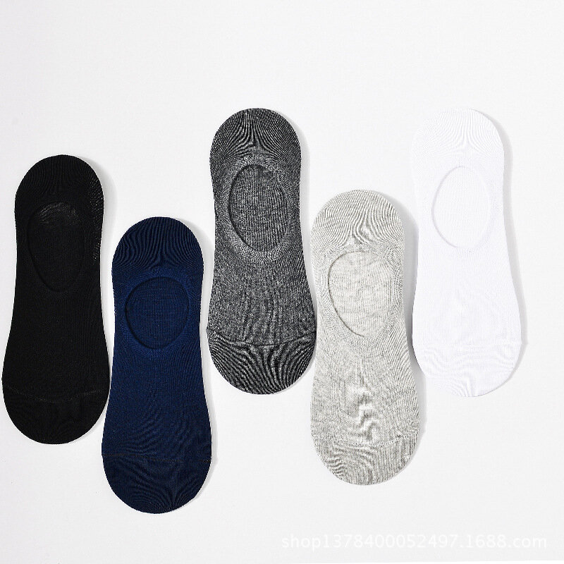 5 pares/lote casual algodão homens meias invisíveis chinelos de meias de silicone macio respirável suor sólido verão tornozelo meias