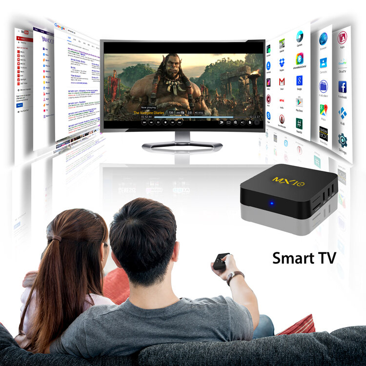 TV BOX,MX10 Android 8.1 MiNi Máy Tính, DDR3 4GB 32GB Hỗ Trợ 2.4G Wifi Kết Nối 64bit Quad-Core 3D 4K HDR Video Chơi tivi Box