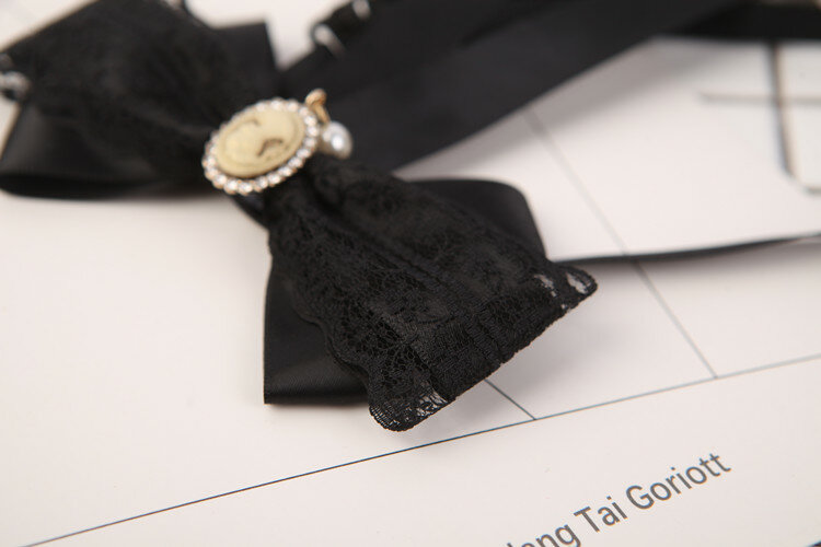 Gratis pengiriman baru PRIA pria fashion 2017 Jepang hitam pita tali gratis angin sekolah seragam busur Hiasan Kepala perempuan renda busur dasi