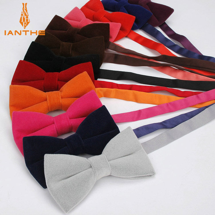 Ianthe novo gravata borboleta masculina, gravata borboleta de veludo de cor sólida com cores pastéis, roupa masculina, gravata de pescoço moda para homens