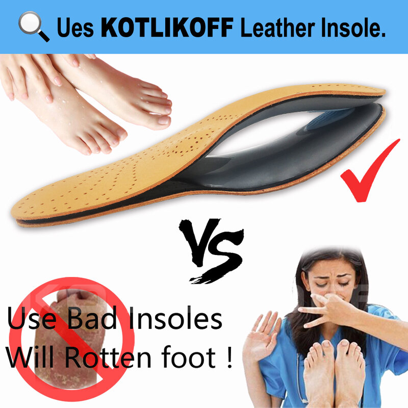 Kotlikoff palmilha ortopédica de couro, palmilha para suporte de arco de pé plano de silicone 25mm, palmilhas para homens e mulheres
