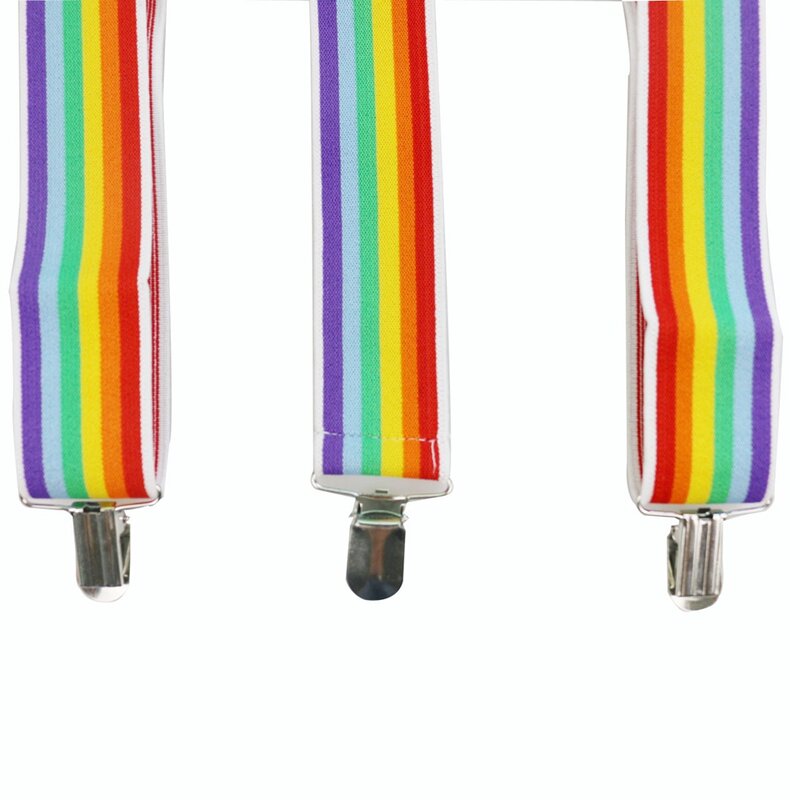 Huobao suspensórios masculinos e femininos, 2019 cm, arco-íris colorido, listrados, suspensórios, costas em y, novo, 3.5