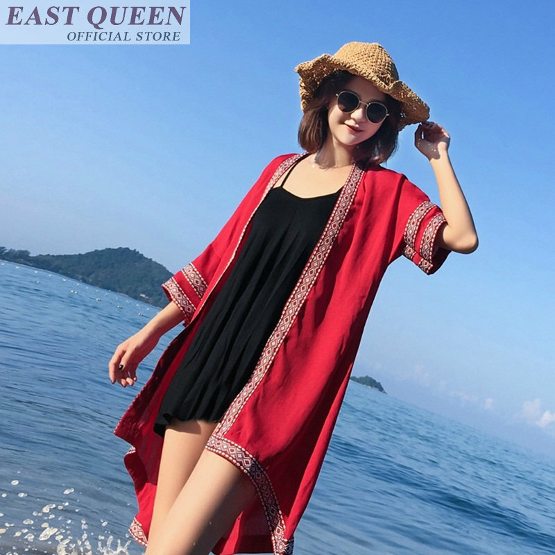 Blusas femininas longas para praia chiffon emendada com estampa floral manga halter três quartos camisa feminina elegante dd705