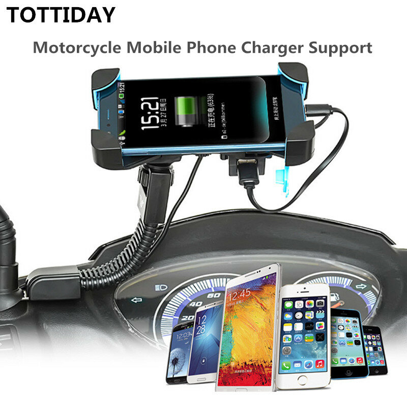 Suporte do telefone móvel da motocicleta, suporte do carregador, suporte do smartphone da E-bicicleta, carga do scooter, 3,5-7 polegadas, 50 pcs/lot