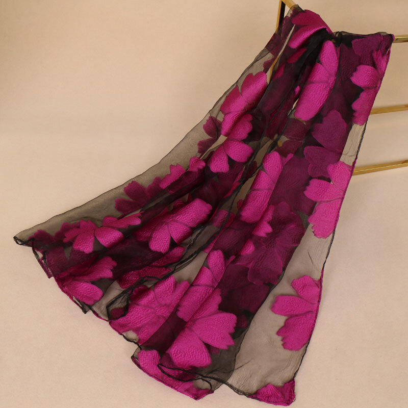 Newly Design Fashion Red Flowers Scarf Print Long Scarves Flower Beach Wrap Ladies Stole Shawl 180*70cm