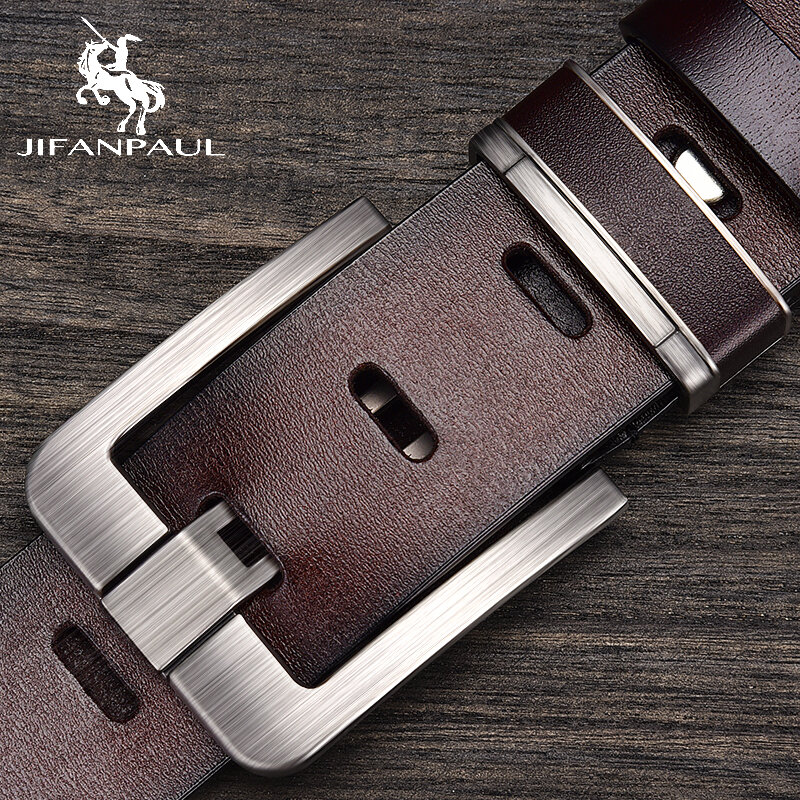 JIFANPAUL Brand Genuine Men's Leather Fashion Belt Alloy Material Pin Buckle Business Retro Men's Jeans Wild High Quality  Belts