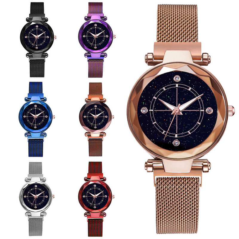 Geometrische Magnet Milanese Uhren Frauen Neue Ankunft Damen Luxus Marke Armbanduhren Weibliche Rose Gold Kleid Quarz Uhr 2019