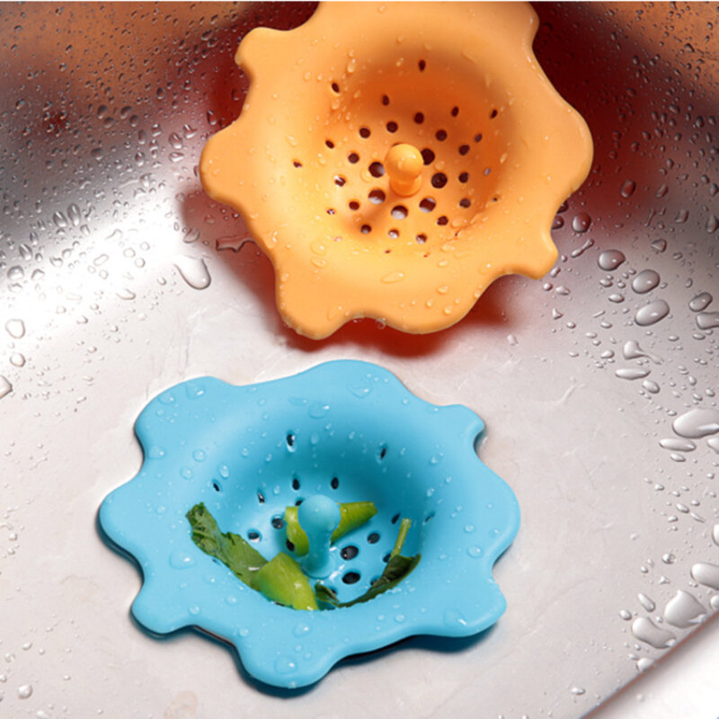Filtr kanalizacja pokrywa odpływu korek włosów Colanders silikonowy sitko kuchenne gadżety do łazienki wielofunkcyjny kwiat Kitchen Sink