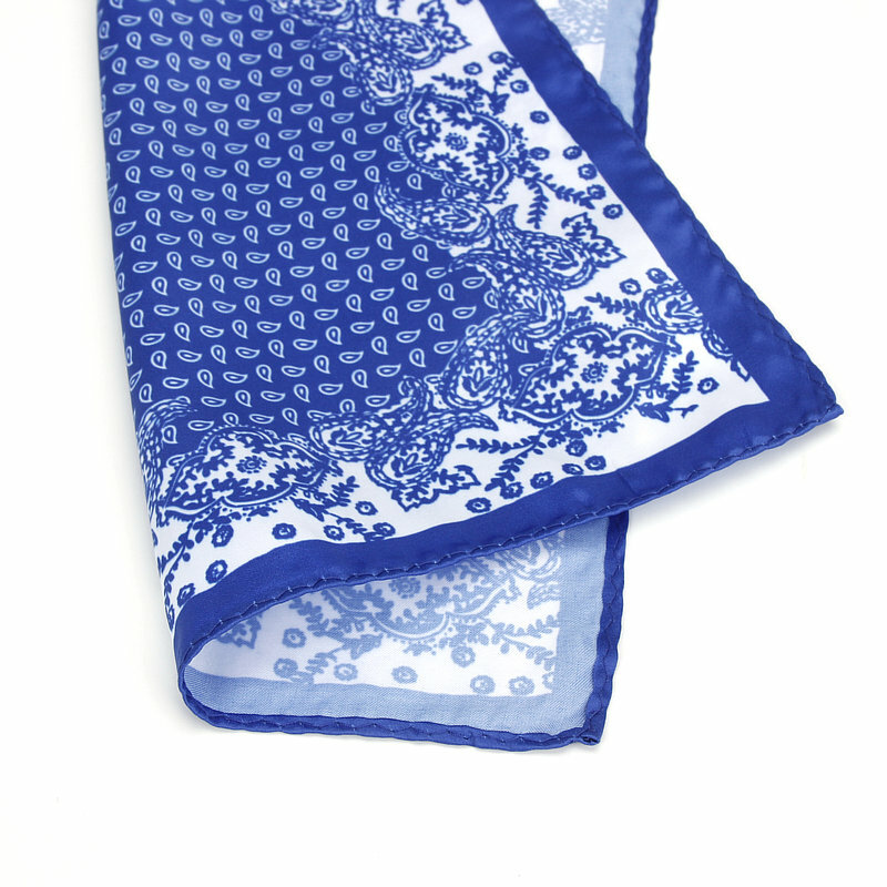 Lenço de pescoço masculino, toalha quadrado com estampa de caxemira vintage e macia de seda para festa de casamento e presente