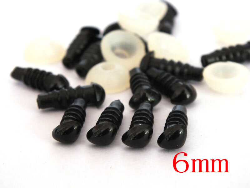 60Pcs 6Mm Zwart Plastic Veiligheid Driehoek Neus Doll Knuffels Knuffels Maken Diy