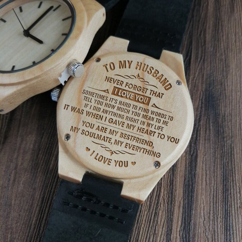 إلى زوجي أنا أحبك مخصصة ساعة خشبية محفورة