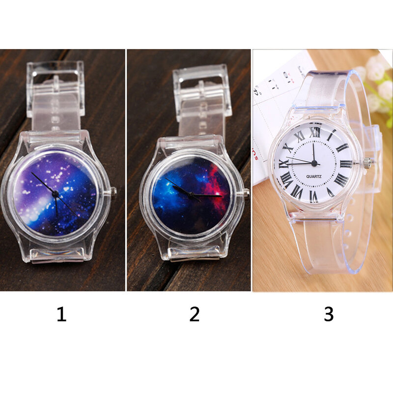 High Quality Crystal Watch Cartoon Novelty Transparent Silicone Strap Classic Electronic Watch for Student Women Wrist Watch