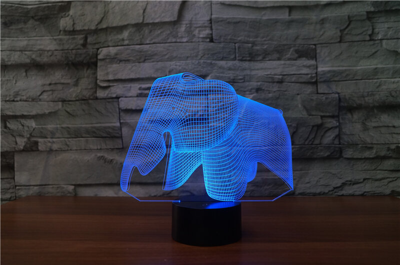 Creative 3D light Paper Cut Elephant Night Light 7 Colors Change Acrylic LED Table Lamp USB light Bedroom as Gift for Decoration