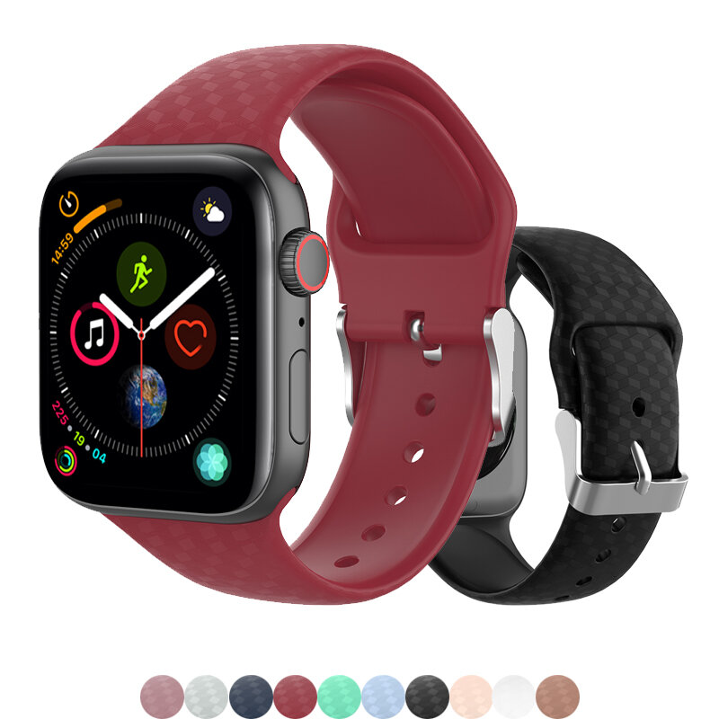 Pulseira de textura 3d para apple watch 4 5 banda 44mm 40mm 42mm 38mm correa pulseira de silicone para iwatch 5/4/3/2/1 borracha pulseira