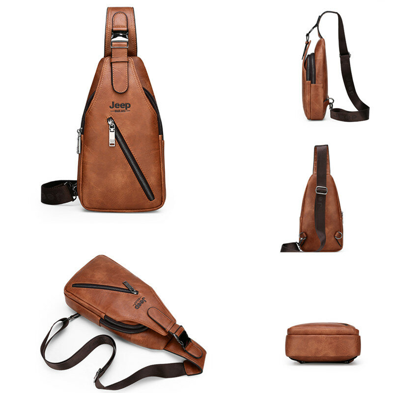 JEEP BULUO – sac à bandoulière en croûte de cuir pour homme, sacoche de voyage, randonnée, grande capacité, poitrine, solide, nouvelle collection