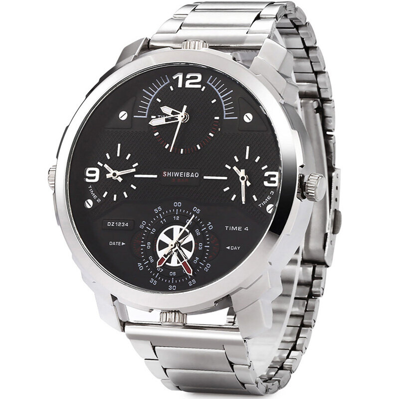 Shiweibao часы мужской роскошный бренд часов повседневные кварцевые наручные часы полностью стальные Четыре часовых пояса Военные Relogio Masculino часы