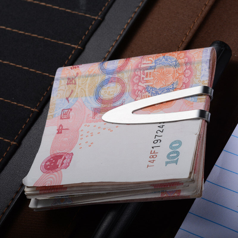 QOONG – pinces à billets en acier inoxydable et argent pour hommes, pince de poche à la mode pour porte-monnaie, extrémité pointue, étui pour carte d'identité, portefeuille