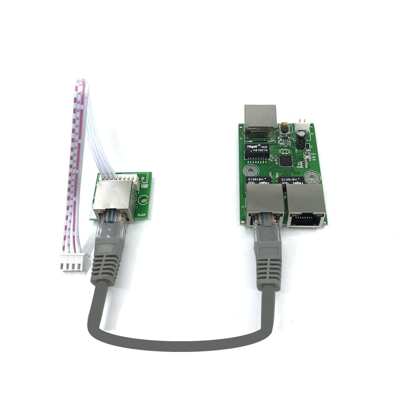 Caja de cableado de red de bajo coste, extensión de distancia de conversión de datos, Mini Ethernet, 3 puertos, 10/100Mbps, con módulo de interruptor de luz RJ45