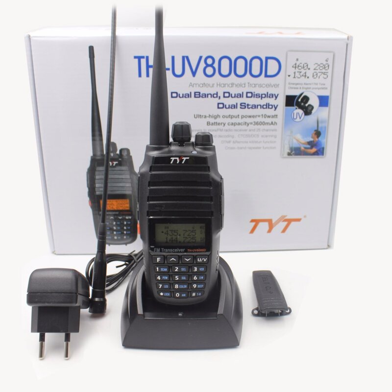 TYT TH-UV8000D 10 Watt 3600mAh Walkie Talkie 136-174MHz/400-520MHz Ham Rádio Estação de Rádio Amador Communciator