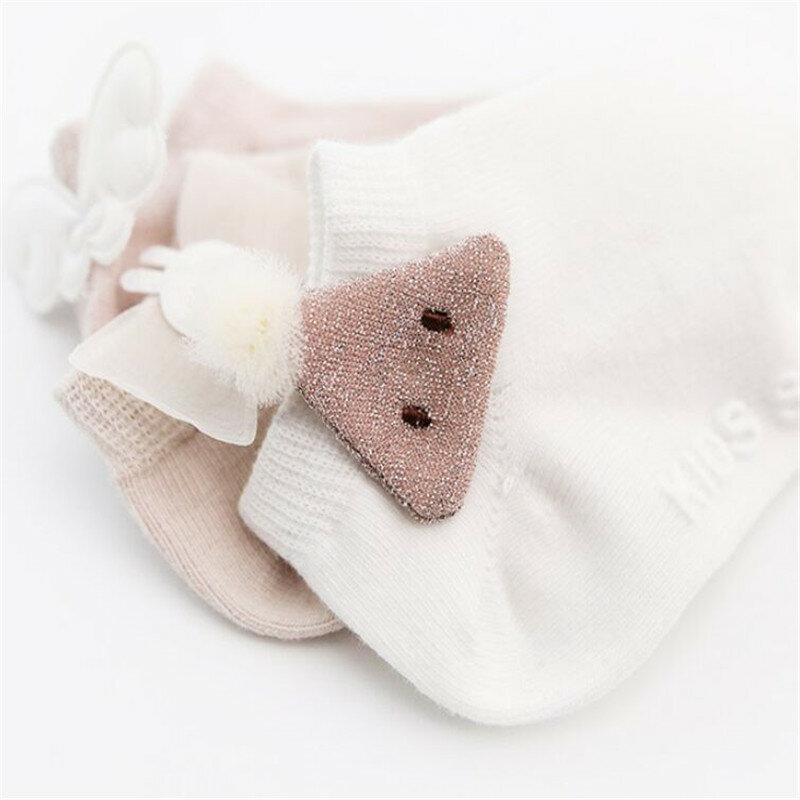 Calcetines de algodón antideslizantes para bebé recién nacido, medias tobilleras de estilo princesa, primavera y otoño, lote de 3 pares