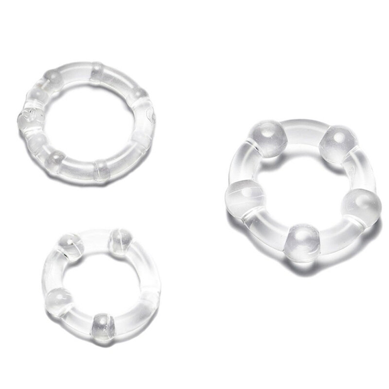 camaTech 3Pcs Silicone Beaded Penis Rings Delaying Ejaculation Cock Rings Lock Ejaculation Constriction Donuts Sex Rings For Men