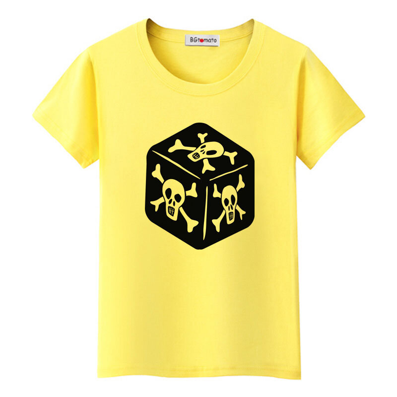BGtomato-Camiseta con estampado de calavera para mujer, ropa de calle informal con diseño de cubo, estilo gótico, a la moda, gran oferta