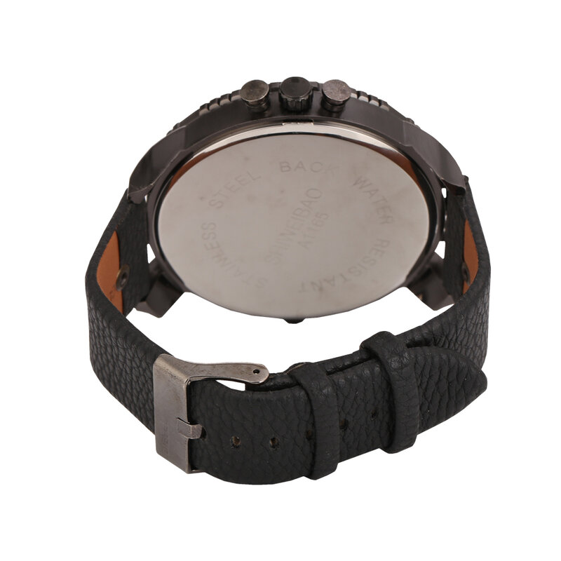 Black Leather Wrist Watch For Man Men's Quartz Watches Big Case Military Relogio Masculino Luxury Brand Male Clock