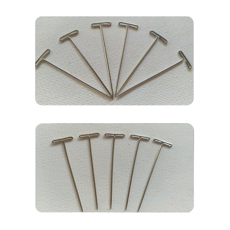 50Pcs Logam T Pin untuk Pemodelan Macrame Wig Menjahit Kerajinan untuk Membuat Wig Memperbaiki Alat 32 Mm Perak T-Pin